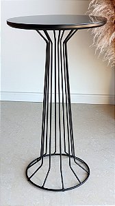 Mesa Cabeceira Lateral Alta 70 cm SINGAPURA Preta Preto Laqueado com Vidro Preto Design