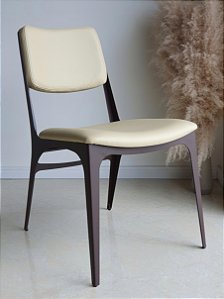 Cadeira de Jantar IRIDIUM Marrom Corten Couro Legítimo Ivory Alto Tráfego Fabiano Adam