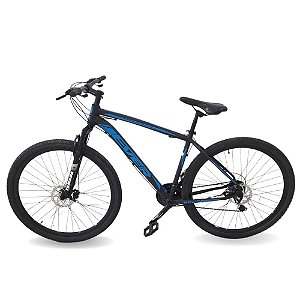 Bicicleta 21V Aro 29 Alumínio Preto Fosco com Azul
