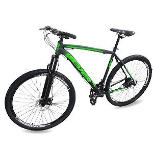 Bicicleta 21v Aro 29 Shimano Alumínio Preto Fosco com Verde