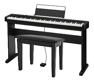 Piano Digital Casio CDP-S160 Preto + Estante CS-46 + Banqueta Compartimento