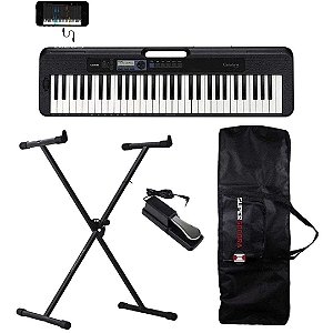 Teclado Casio CT-S300  - APP Chordana Play + Kit Suporte em X + Pedal Sustain + Capa