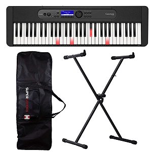 Kit Teclado Casio LK-S450 Casiotone Preto + Suporte X + Capa