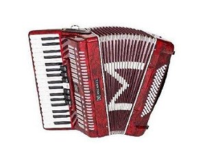 Gaita Acordeon ACM8007N PRD 80 Baixos Vermelho Perolado Michael - 37 Teclas