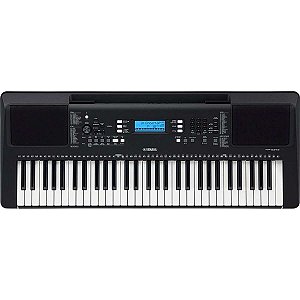 Teclado Musical Arranjador Yamaha PSR E373 Preto 61 Teclas + Suporte de Partituras + Fonte Bivolt