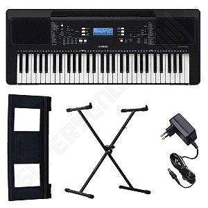 Teclado Musical Arranjador Yamaha PSR-E373 Teclas Sensitivas + Suporte X