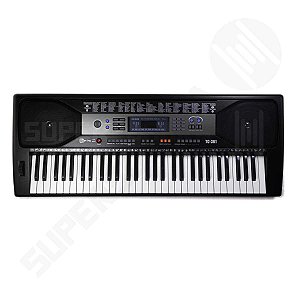 Teclado Musical Spring TC 361 61 Teclas Sensitivas + Fonte + Suporte Partituras