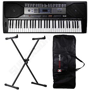 Kit Teclado Musical Spring TC 361 61 Teclas Sensitivas + Suporte X + Capa