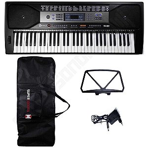 Kit Teclado Musical Spring TC 361 61 Teclas Sensitivas + Capa