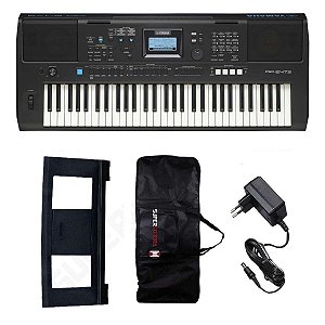 Kit Teclado Musical Arranjador Yamaha PSRE473 + Capa