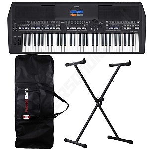 Kit Teclado Musical Yamaha PSR-SX600 + Suporte em X + Capa