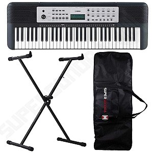 Kit Teclado Musical Arranjador YPT 270 Yamaha 61 Teclas + Suporte em X + Capa