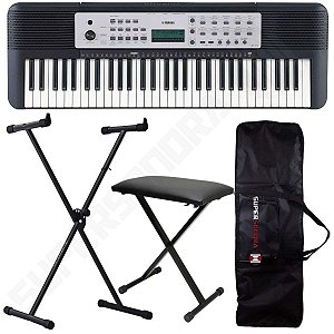 Kit Teclado Musical Arranjador YPT 270 Yamaha 61 Teclas + Suporte em X + Capa + Banqueta X