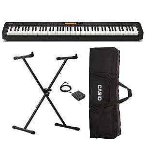 Piano Digital Casio CDP-S360 Preto - 88 Teclas + Suporte em X + Capa