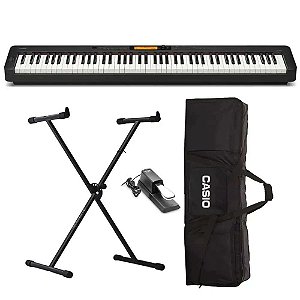 Piano Digital Casio CDP-S360 Preto - 88 Teclas + Suporte em X + Capa + Pedal