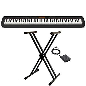 Piano Digital Casio CDP-S360 Preto - 88 Teclas + Suporte Duplo em X