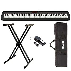 Piano Digital Casio CDP-S360 Preto - 88 Teclas + Suporte Duplo + Capa + Pedal