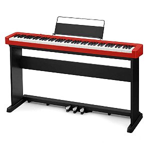 Piano Digital Casio CDP-S160 Vermelho + Estante CS-470p + Pedal Triplo