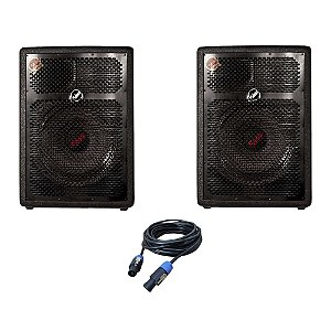 Kit Caixas de Som Ativa + Passiva Leác´s Fit 320 350W RMS 12" + Cabo SPEAKON