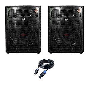 Kit Caixa de Som Leacs Ativa + Passiva FIT 550 400W RMS + Cabo SPEAKON