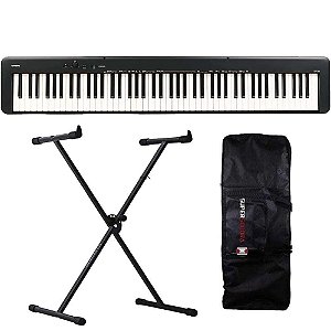 Piano Digital Casio CDP-S160 Preto - 88 Teclas + Suporte + Capa