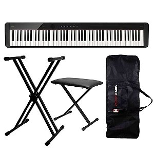 Piano Digital Casio Privia PX-S1100 Preto 88 Teclas + Suporte Duplo + Banqueta + Capa