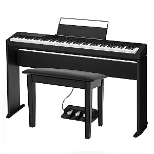 Piano Digital Casio Privia PX-S1100 Preto + Estante CS68 + Banqueta + Pedal Triplo SP34