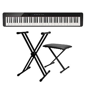 Piano Digital Casio Privia PX-S1100 Preto + Suporte Duplo + Banqueta em X