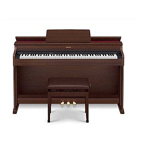 Piano Digital Casio Celviano AP-470 Marrom 88 Teclas + Estante + Banqueta + Pedal Triplo + Fonte + Suporte de Partituras