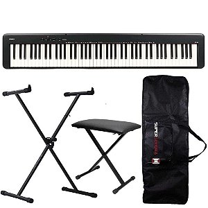 Piano Digital Casio CDP-S160 Preto + Suporte em X + Banqueta + Capa