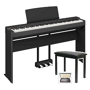 Piano Digital Yamaha P-225 - 88 Teclas GHC Toque Realista + Estante + Pedal Triplo + Banqueta