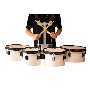 Quadriton Tenor Drums  8"-10"-12''-13" Fanfarra Profissional - Linha Marching Band Madeira - Com Colete - Luen