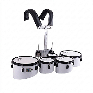 Quintoton Tenor Drums 6"-8"-10"-12"-13" Fanfarra Profissional Luen - Linha Marching Band Madeira - Com Colete