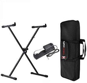 Kit para Piano - Suporte X + Pedal + Capa