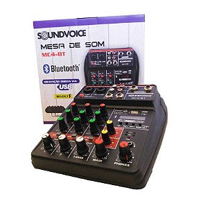 Mesa de Som SoundVoice Compacta MC4 BT - USB - Bluetooth - Bivolt