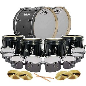 Kit Banda Marcial Adah Classic Wood 10 Instrumentos + Baquetas + Coletes