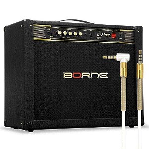 Cubo Amplificador para Guitarra Vorax 2100 Borne Preto 100W RMS + Cabo P2xP2