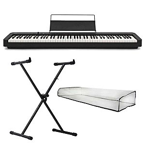 Kit Piano Digital Casio CDP-S110 Bk 88 Teclas + Capa Transparente + Suporte X