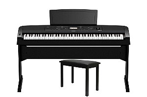 Kit Piano Digital Yamaha DGX-670 Preto com Estante L-300 + Banqueta