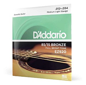 Encordoamento D'addarío - Violão em Aço - 85/15 Bronze - .012 - EZ920