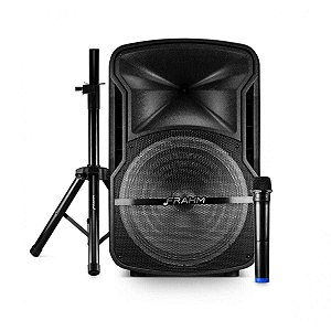 Caixa de Som Frahm CM15 Amplificada 500W RMS + Tripé + Microfone Sem Fio + Controle Remoto - Bluetooth, USB - CMF15 3227