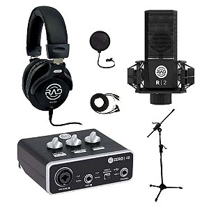 Kit Home Studio Completo - Fone + Interface + Mic + Pedestal + Filter