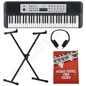 Kit Teclado Musical Arranjador YPT 270 Yamaha 61 Teclas + Suporte em X + Livro + Fone de Ouvido