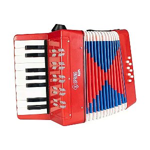 Acordeon Infantil 8 Baixos Spring Kids 17 Teclas Vermelho SPK-17