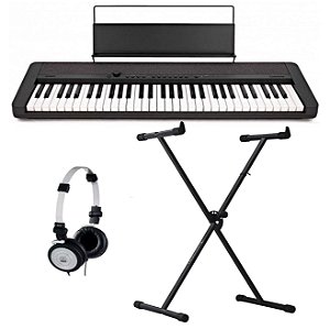 Teclado Casio CT-S1 CasioTone Preto - 61 Teclas Sensitivas + Suporte X + Fone de Ouvido AKG