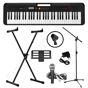 Kit Teclado Musical CASIOTONE CT-S195 CASIO + Suporte X + Microfone SM58 + Pedestal Microfone + Cachimbo