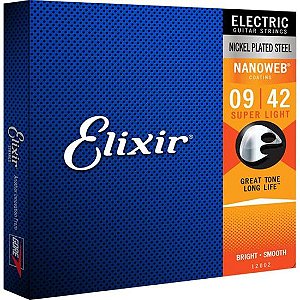 Corda Para Guitarra Elixir .09 NANOWEB 12002 Super Light