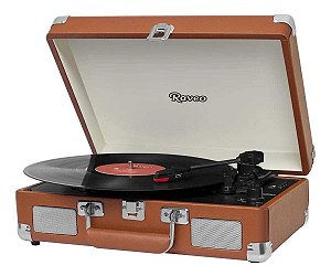 Vitrola Raveo Sonetto Chrome Marrom Toca Disco Bluetooth Gravação USB
