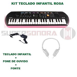 Kit Teclado Infantil Casio Sa-78 Pink - 44 Miniteclas - 8 Polifonias - 100 Timbres - 50 Ritmos