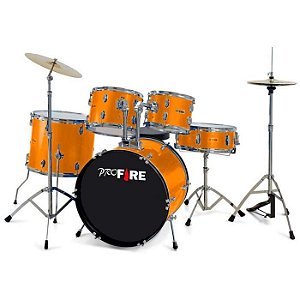 Bateria Pro Fire Bumbo 20 GOLD Cromada + Banqueta - Spanking